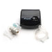 Black Proactive inhaler device with accessories on a white background