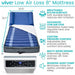 Vive Low Air Loss 8-inch mattress with features listed on a white background