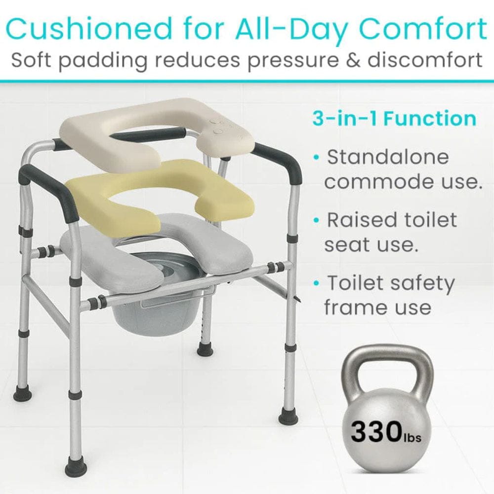Vive Health Padded 3-in-1 Commode