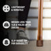 Wooden cane with text highlighting its features on a blurred background