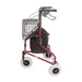 Pink walker with basket and seat on a white background