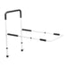 White and black adjustable walking aid on a white background