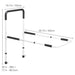 Height adjustable safety gate with dimensions labeled on a white background