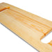 Wooden cutting board with handle on a white background