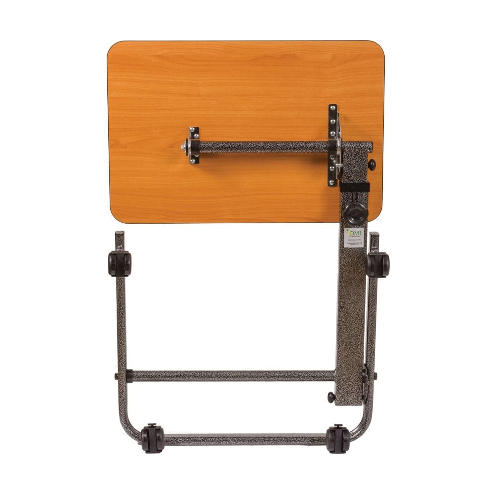 Wooden board with metal stand on a white background
