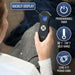 Hand holding a digital thermometer with features highlighted on a blurred background