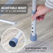 Adjustable height stand with slip-resistant tips on a wooden floor.