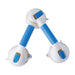 Pair of blue and white suction cup handles on a white background