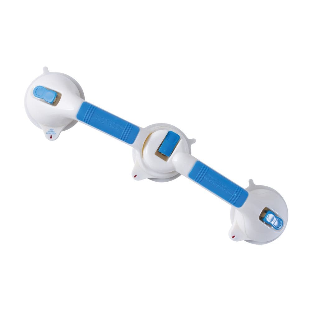 White and blue electronic device on a white background