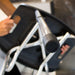 Close-up of a wheelchair with blurred background