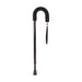 Black cane with a curved handle on a white background