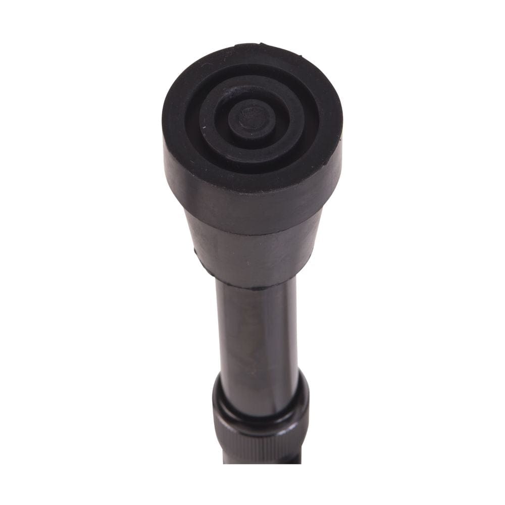 Black cylindrical object with a threaded end on a white background