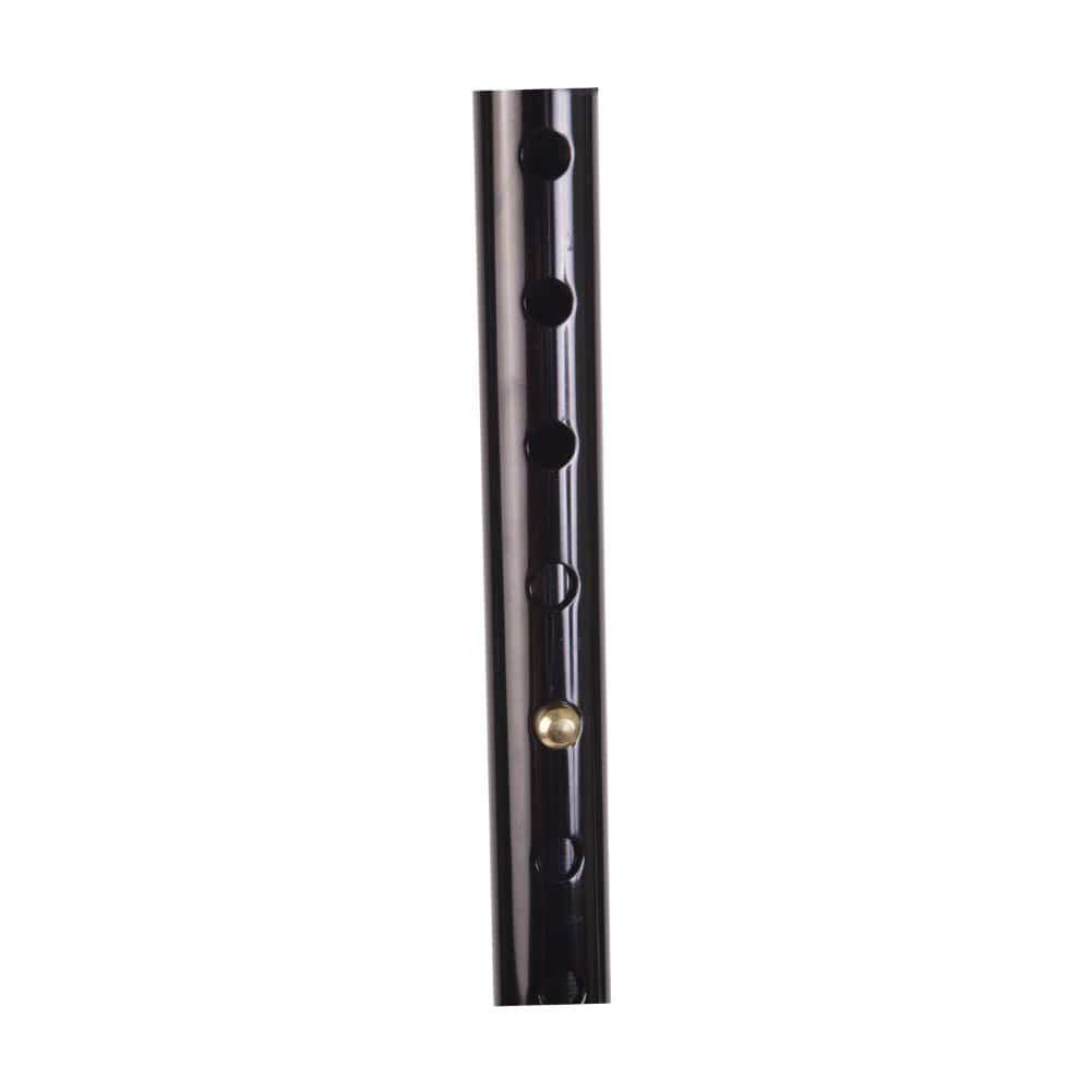 Black flute with gold headjoint on a white background