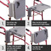 Step-by-step guide on how to use a walker tray attachment with images and text instructions.