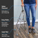 Person using a walker with text on how to place and use it