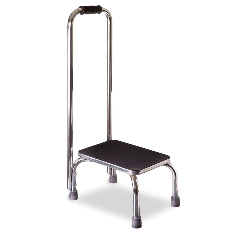 Step stool with a handrail on a white background