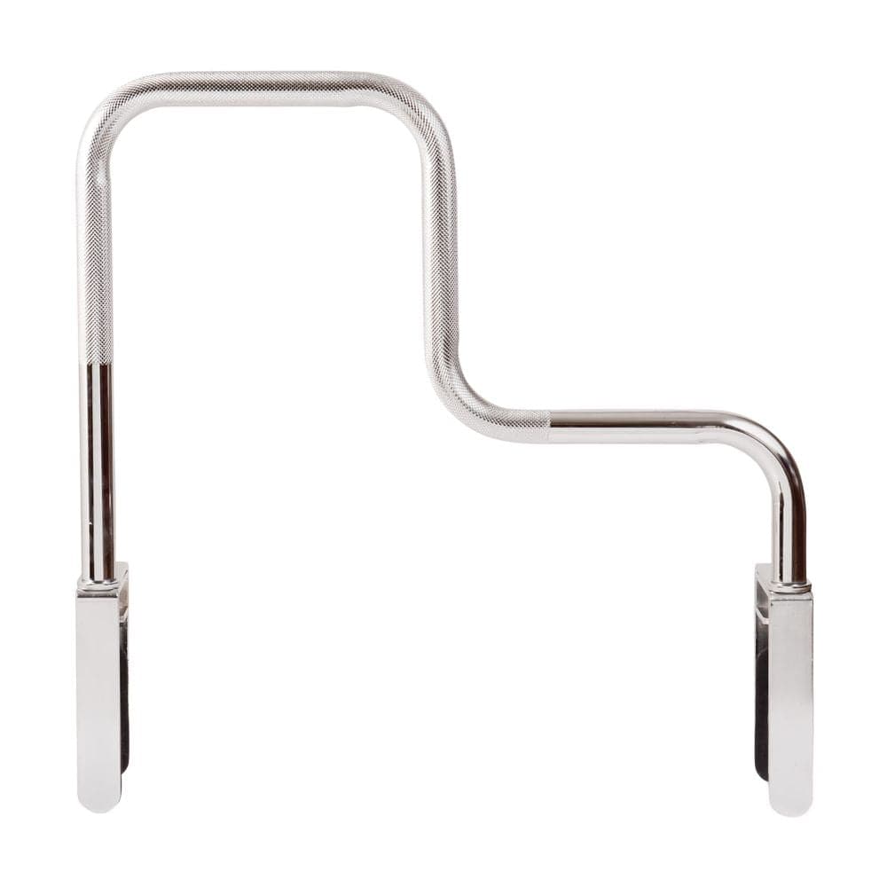 Metal handrail with a white background