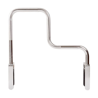 Metal handrail with a white background