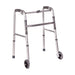 Silver walker with wheels on a white background