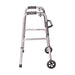 Silver walker with wheels on a white background