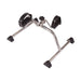 Metal bike rack with four hooks on a white background