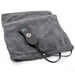 Gray heating pad with digital controller on a white background
