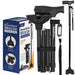 RuggedStride walking cane with adjustable base and packaging on a white background