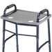 Gray stool with armrests and a metal frame on a white background