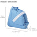 Blue inflatable product with dimensions labeled on a white background