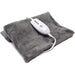 Gray heating pad with a white control unit on a white background