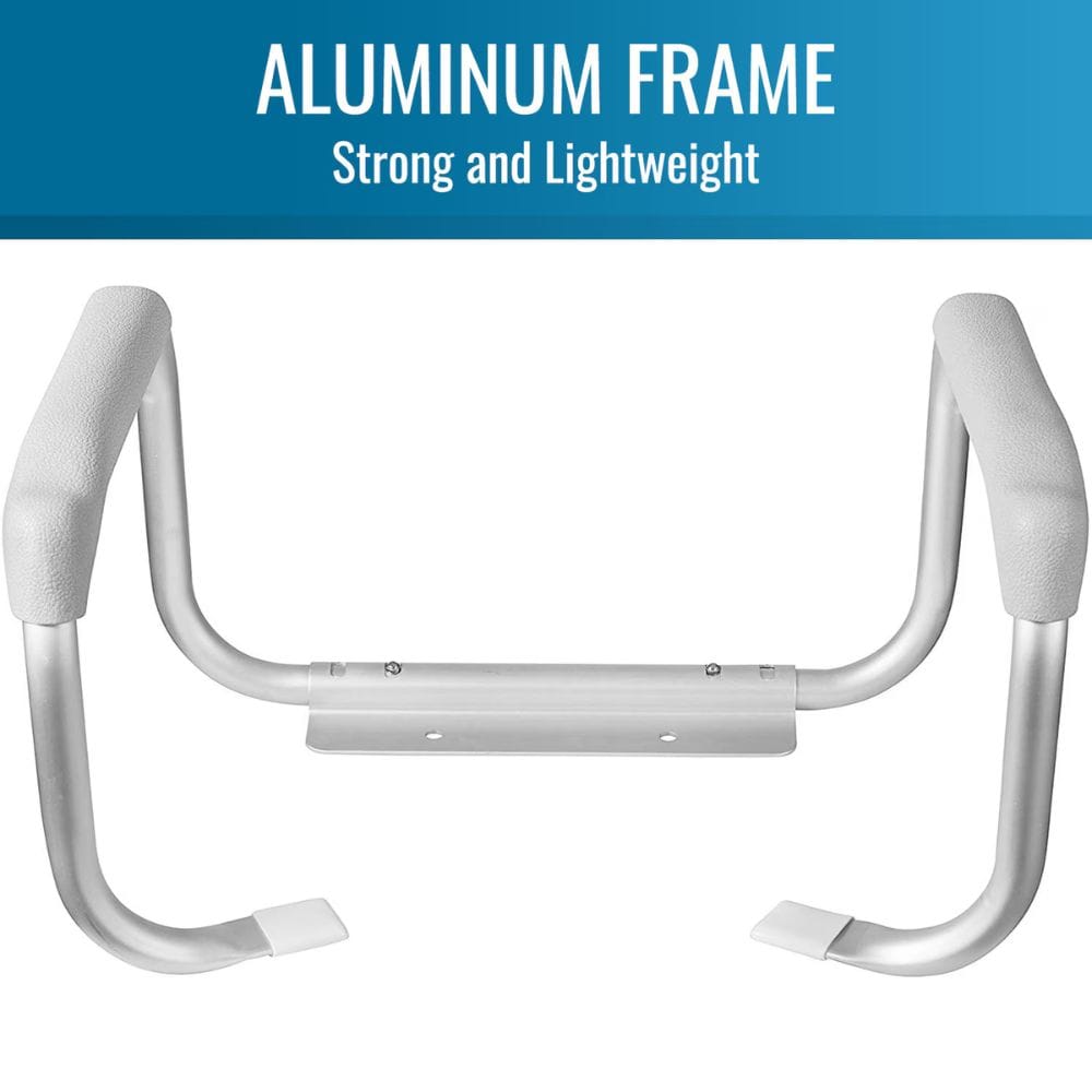Aluminum frame with text 'Strong and Lightweight' on a blue background
