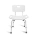 White shower chair with gray legs on a white background