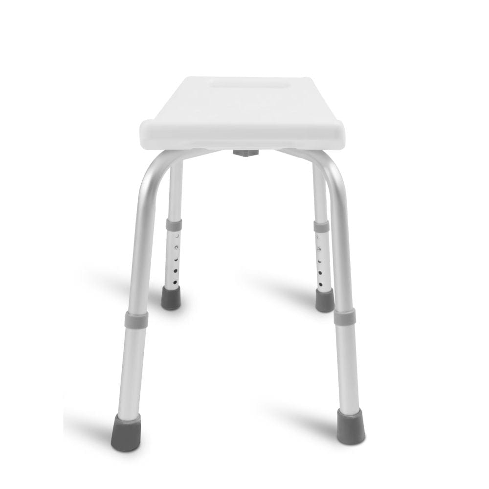 White stool with gray legs and feet on a white background