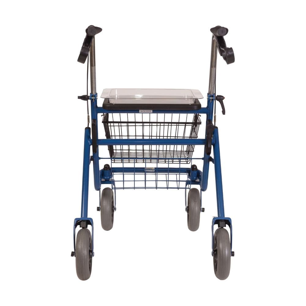 Blue walker with basket on a white background