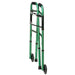 Green folding walker on a white background