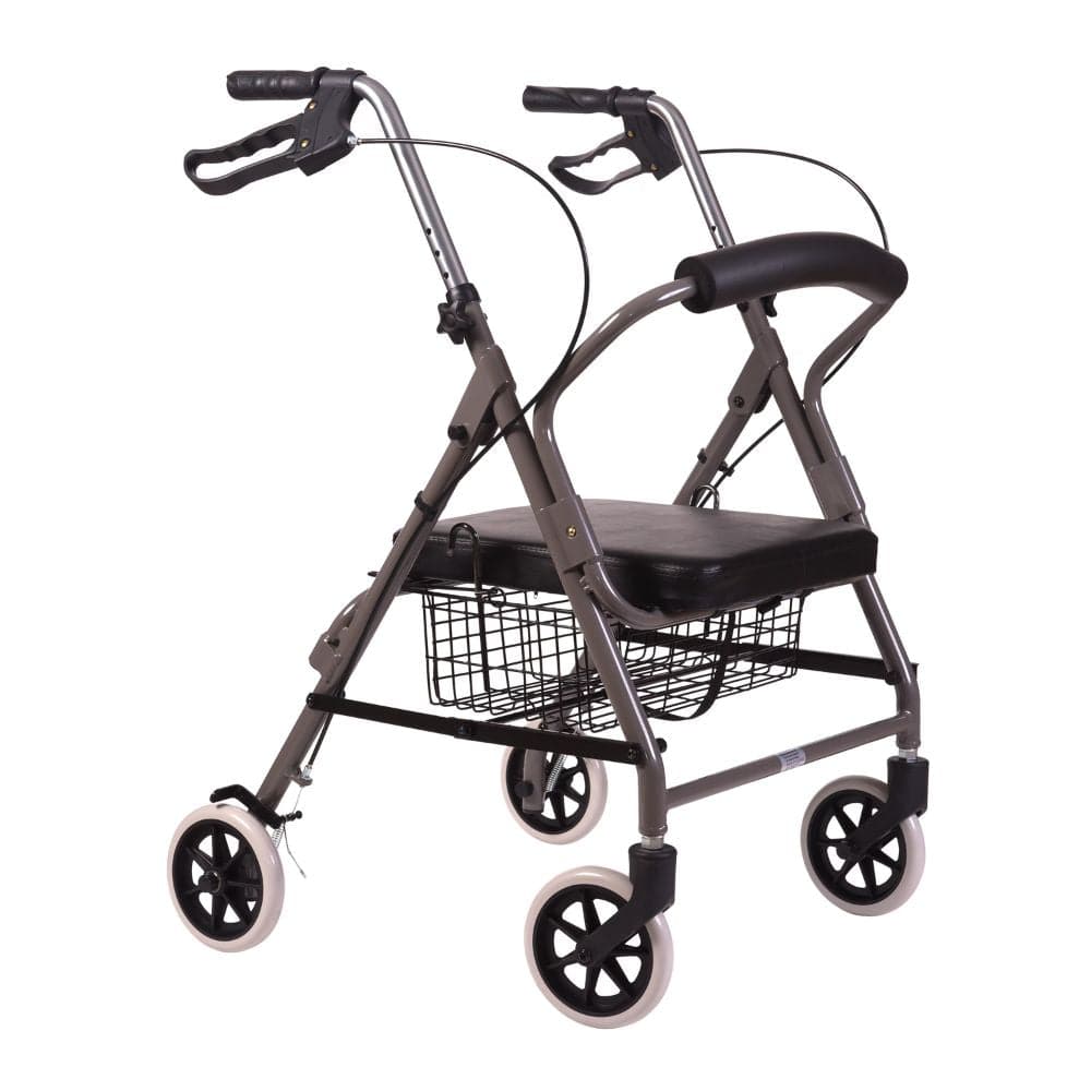 Rollator with basket on a white background