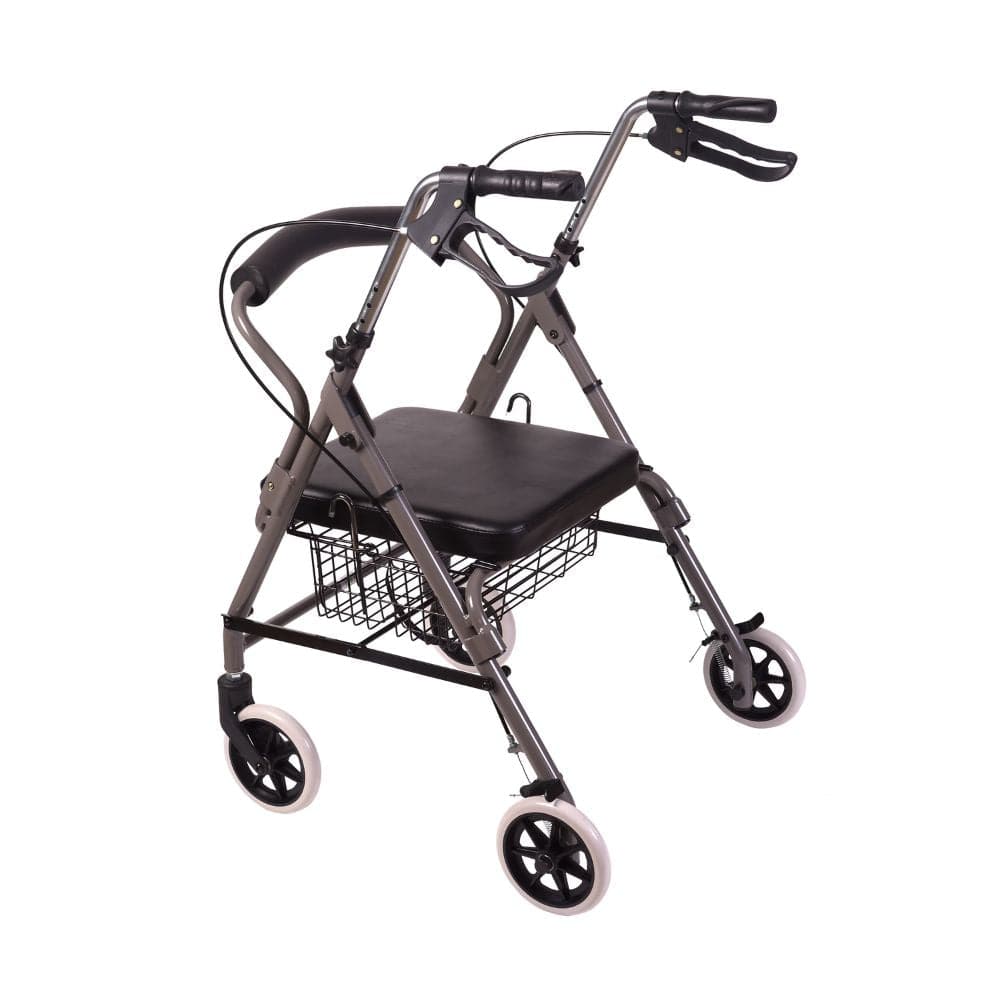 Rollator with basket on a white background