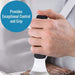 Hand holding a tool with text 'Provides Exceptional Control and Grip' on a blue circle