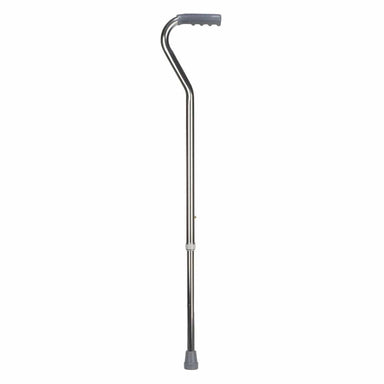 Silver cane with gray handle on a white background