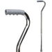 Silver walking cane with gray handle on a white background