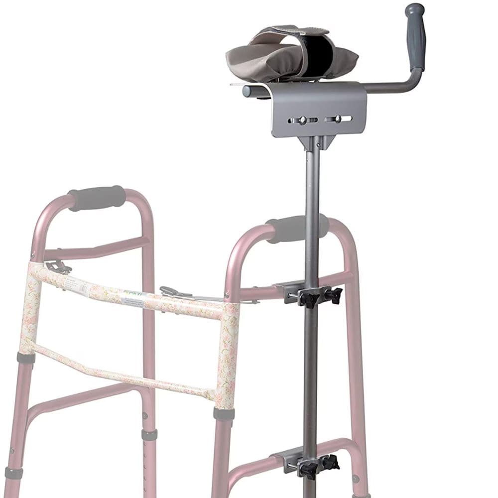 Walker with headrest attachment on a white background