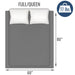 Gray full/queen size mattress cover with dimensions and weight indicator on a white background