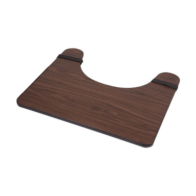 Wooden bath mat with black straps on a white background