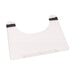 White bib with black straps on a white background