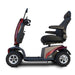 Mobility scooter with a black seat on a white background