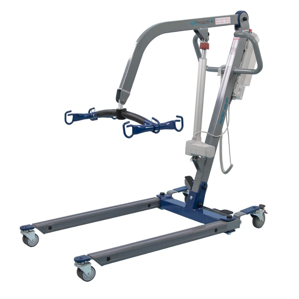 Medical equipment, specifically a patient lift, on a white background