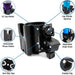 Multi-functional car cup holder with various attachments on a white background