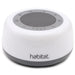 White and gray noise machine with 'habitat' branding on a white background