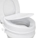 White toilet seat with a raised platform on a white background
