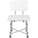 White shower chair with metal frame on a white background